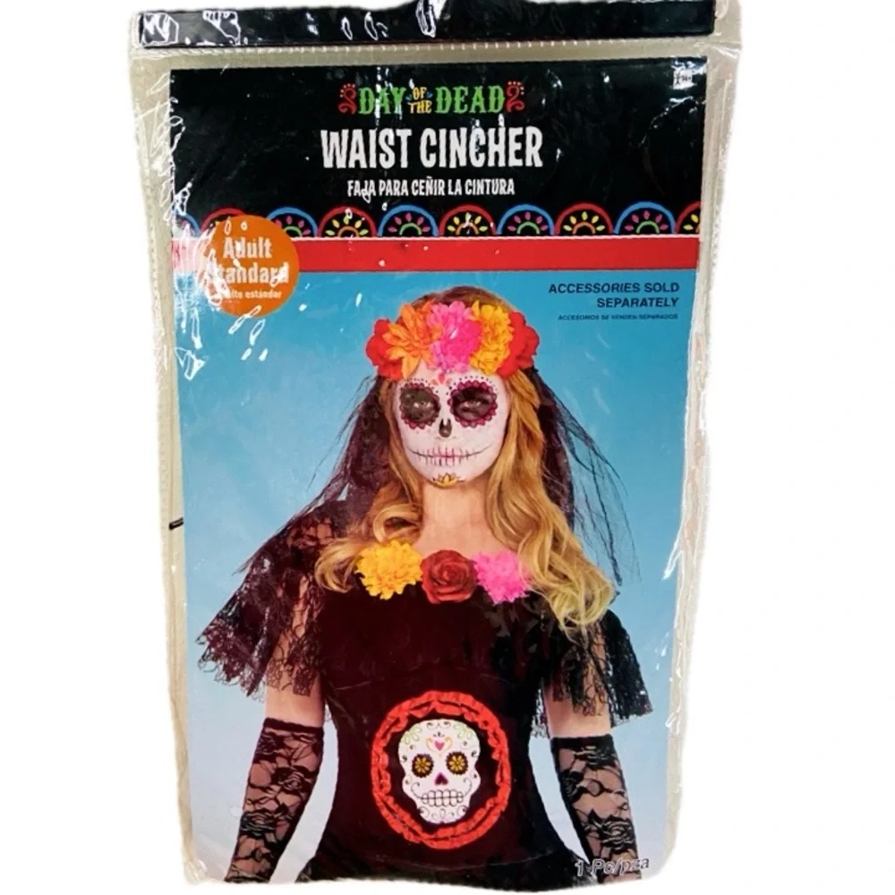 AMSCAN Day of the Dead Waist Cincher Corset Halloween Sz Adult Standard - Picture 6 of 8